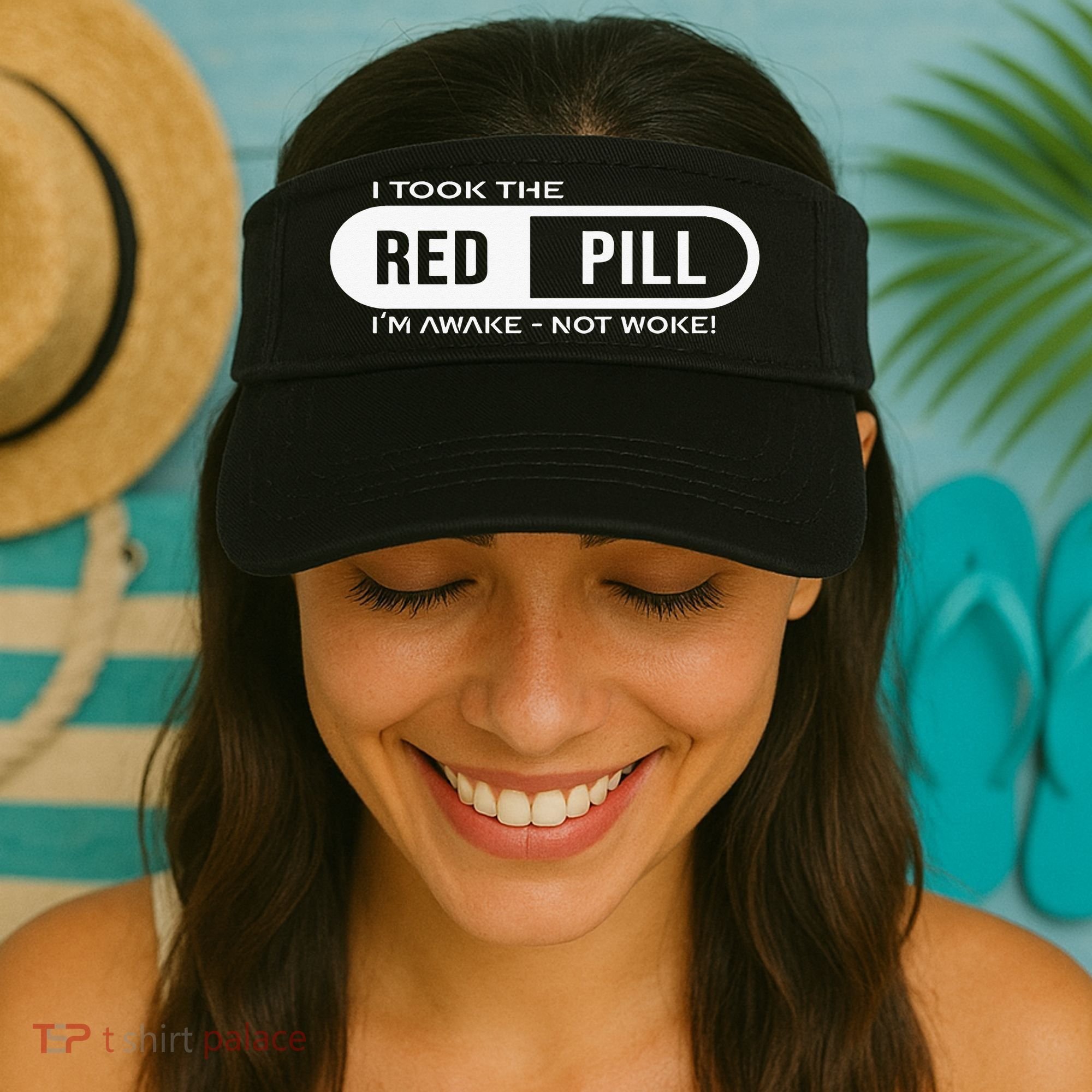 I Took The Red Pill I'm Awake Not Woke Pullover Hoodie Visor