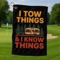I Tow Things And I Know Things Golf Towel thumb 1
