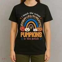 I Teach The Cutest Pumpkins In The Patch Leopard T-Shirt thumb 4