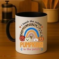 I Teach The Cutest Pumpkins In The Patch Leopard Coffee Mug thumb 4