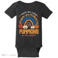 I Teach The Cutest Pumpkins In The Patch Leopard Baby Bodysuit thumb 0