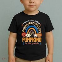 I Teach The Cutest Pumpkins In The Patch Leopard Toddler T-Shirt thumb 2