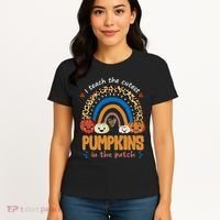 I Teach The Cutest Pumpkins In The Patch Leopard Women's T-Shirt thumb 4