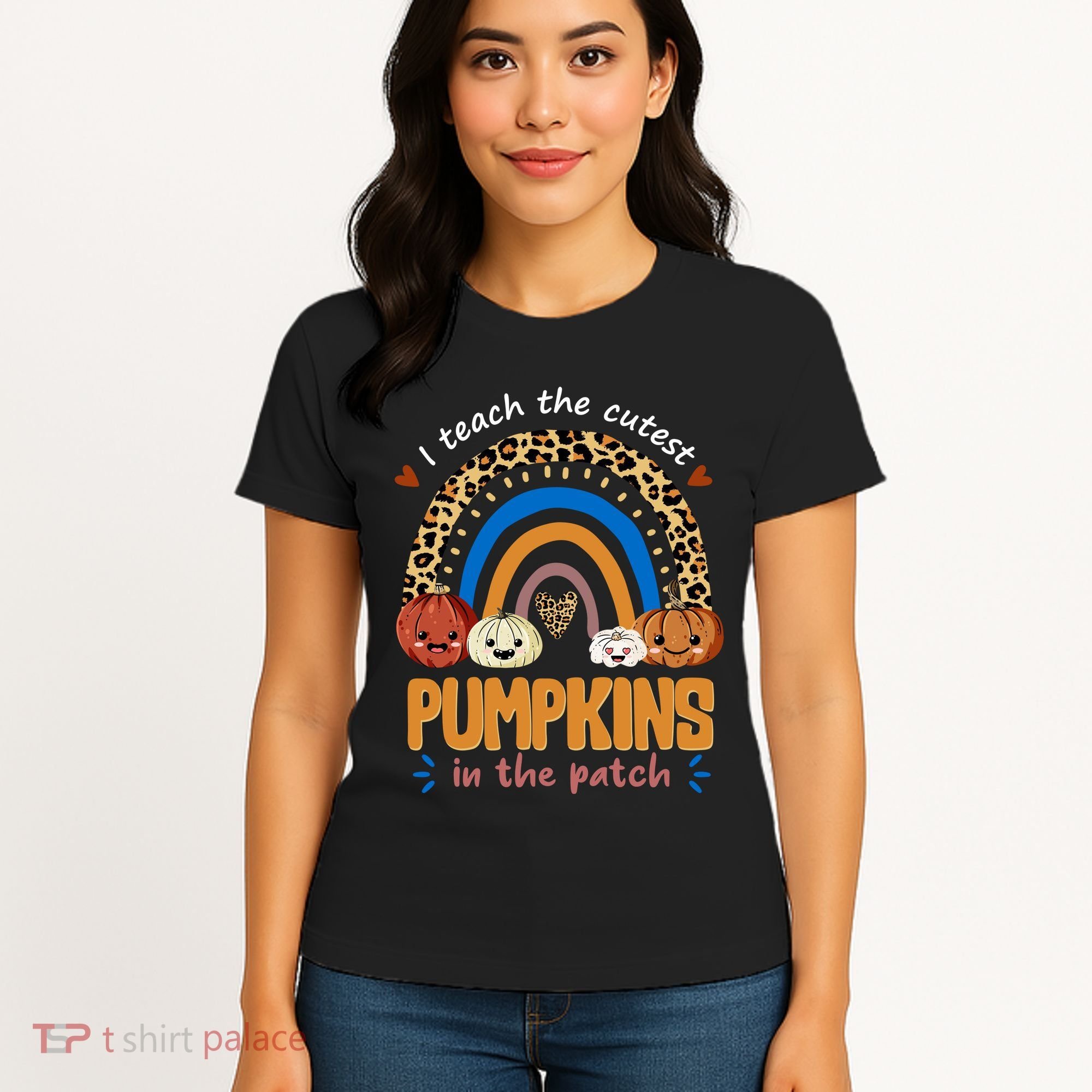 I Teach The Cutest Pumpkins In The Patch Leopard Women's T-Shirt