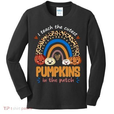 I Teach The Cutest Pumpkins In The Patch Leopard Kids Long Sleeve Shirt