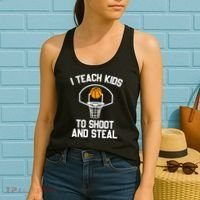 I Teach To Shoot And Steal High School funny Basketball Women's Tank Top thumb 2