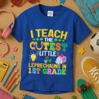 I Teach The Cutest Leprechauns In 1st Grade St PatrickS Day Great Gift Kids T-Shirt thumb 3