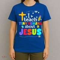 I Teach Tiny Humans About Jesus Sunday School Teacher Bible T-Shirt thumb 4