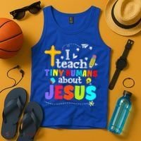 I Teach Tiny Humans About Jesus Sunday School Teacher Bible Tank Top thumb 4