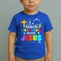I Teach Tiny Humans About Jesus Sunday School Teacher Bible Toddler T-Shirt thumb 2
