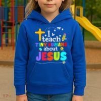 I Teach Tiny Humans About Jesus Sunday School Teacher Bible Kids Hoodie thumb 3