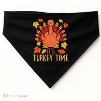 It's Turkey Time Thanksgiving For Women Falling Leaf USA-Made Doggie Bandana thumb 0