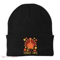 It's Turkey Time Thanksgiving For Women Falling Leaf Beanie thumb 0