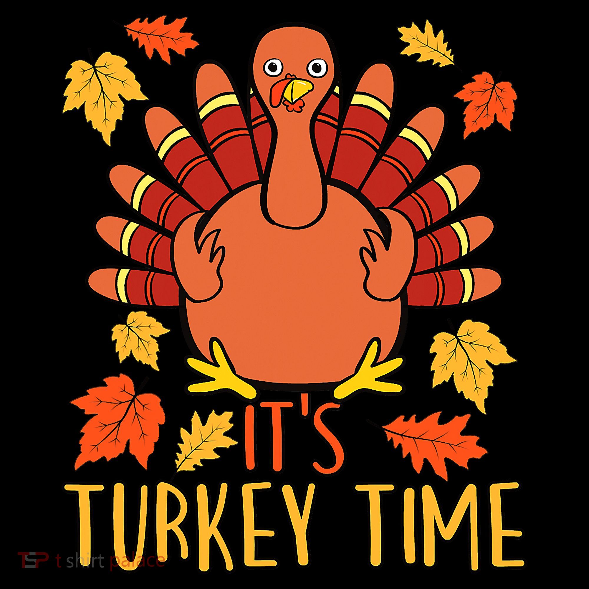 It's Turkey Time Thanksgiving For Women Falling Leaf Women's Hoodie