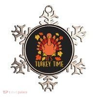 It's Turkey Time Thanksgiving For Women Falling Leaf Ornament thumb 0