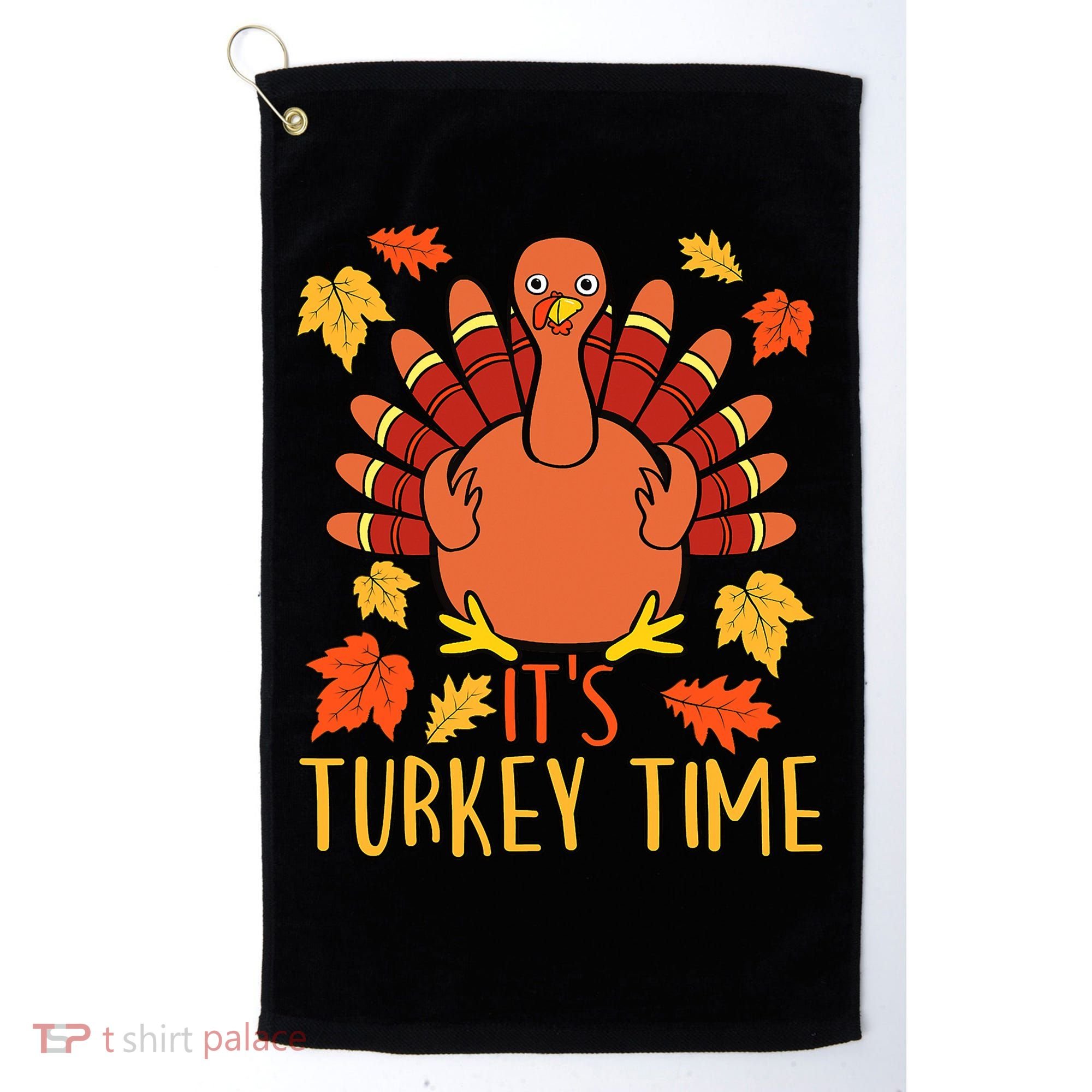 It's Turkey Time Thanksgiving For Women Falling Leaf Golf Towel