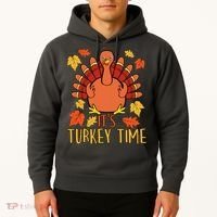 It's Turkey Time Thanksgiving For Women Falling Leaf Hoodie thumb 2
