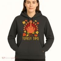 It's Turkey Time Thanksgiving For Women Falling Leaf Hoodie thumb 5