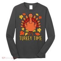 It's Turkey Time Thanksgiving For Women Falling Leaf Long Sleeve Shirt thumb 0