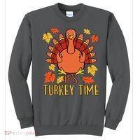 It's Turkey Time Thanksgiving For Women Falling Leaf Sweatshirt thumb 0