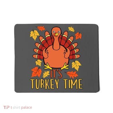 It's Turkey Time Thanksgiving For Women Falling Leaf Mousepad
