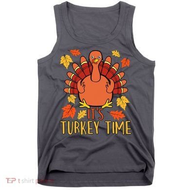 It's Turkey Time Thanksgiving For Women Falling Leaf Tank Top