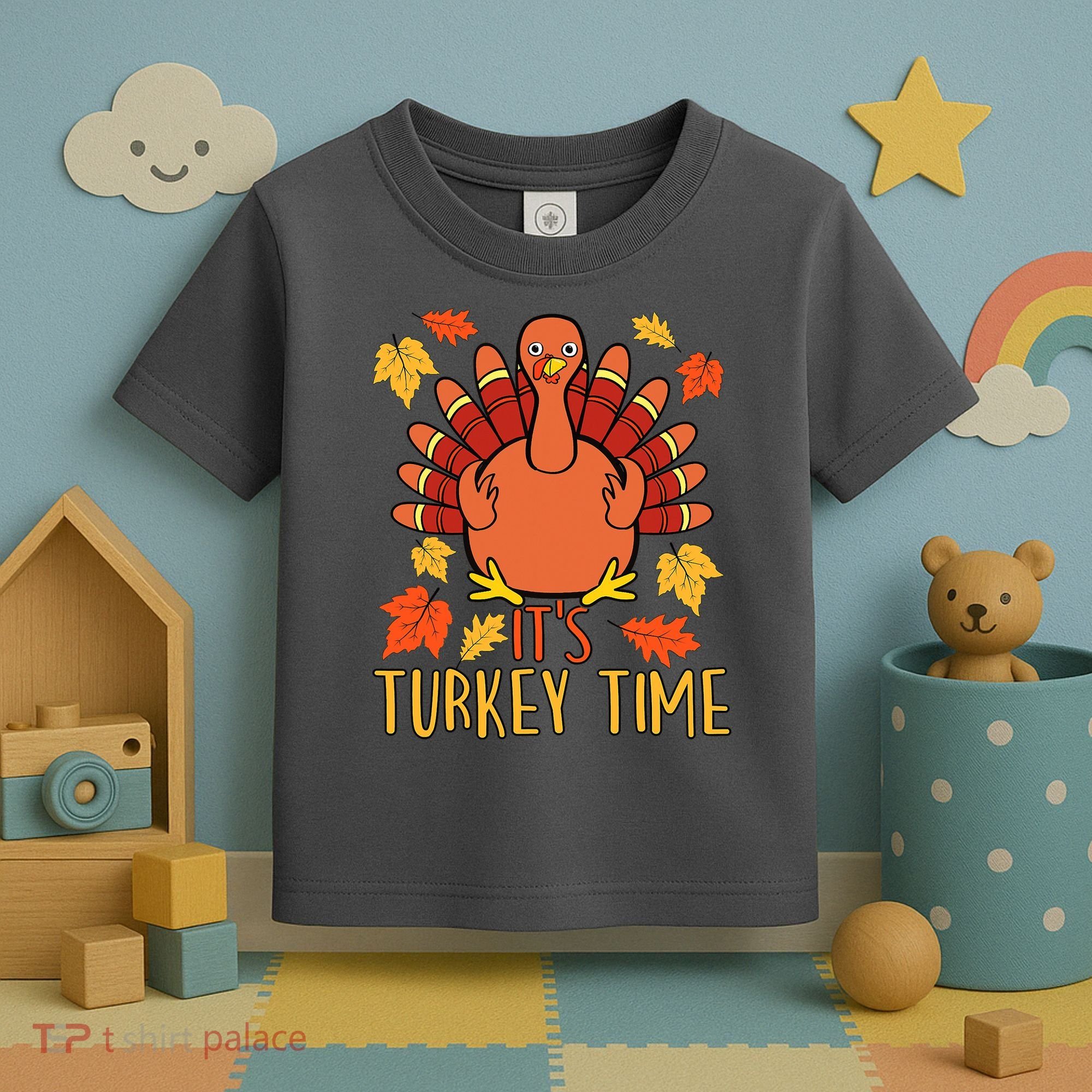 It's Turkey Time Thanksgiving For Women Falling Leaf Toddler T-Shirt