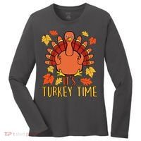 It's Turkey Time Thanksgiving For Women Falling Leaf Women's Long Sleeve Shirt thumb 0