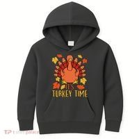 It's Turkey Time Thanksgiving For Women Falling Leaf Kids Hoodie thumb 0