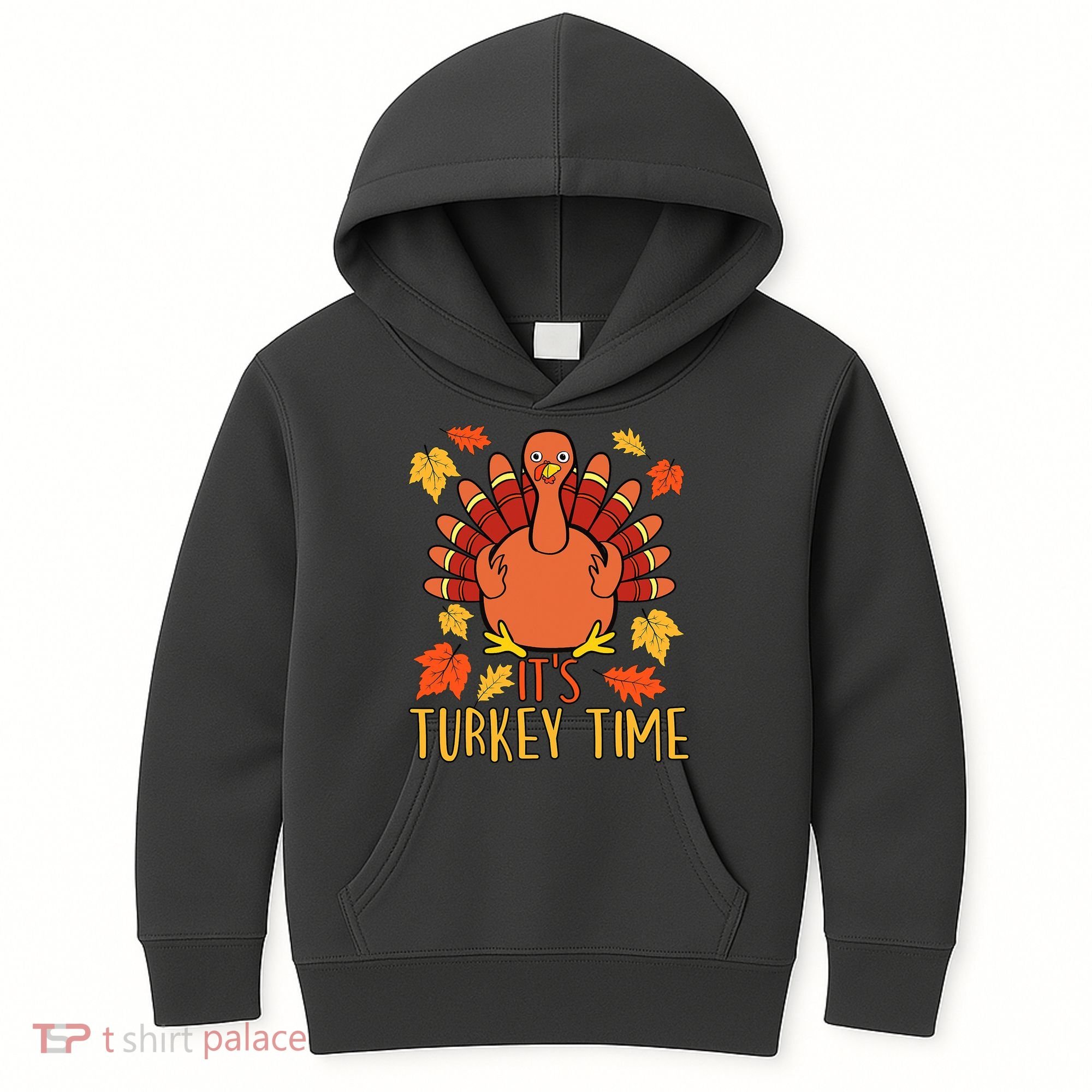 It's Turkey Time Thanksgiving For Women Falling Leaf Kids Hoodie