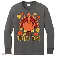 It's Turkey Time Thanksgiving For Women Falling Leaf Kids Long Sleeve Shirt thumb 0