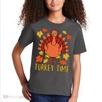 It's Turkey Time Thanksgiving For Women Falling Leaf Kids T-Shirt thumb 2