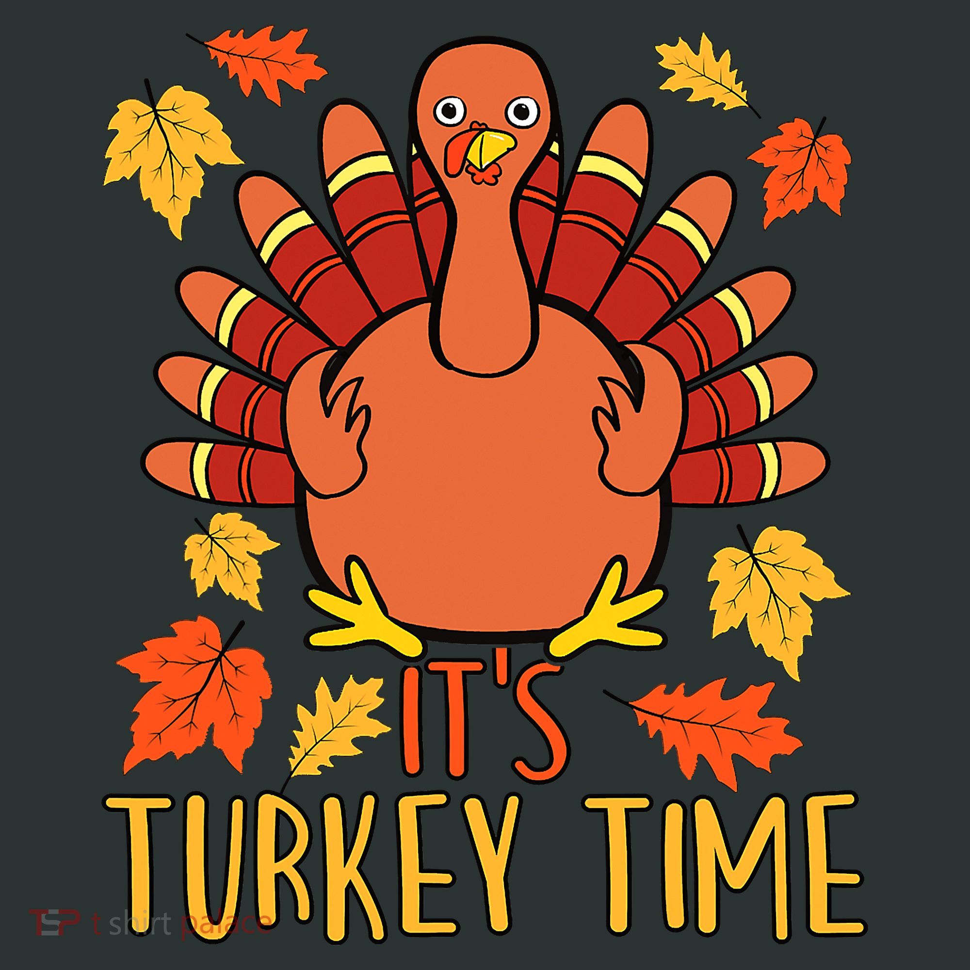 It's Turkey Time Thanksgiving For Women Falling Leaf Kids T-Shirt