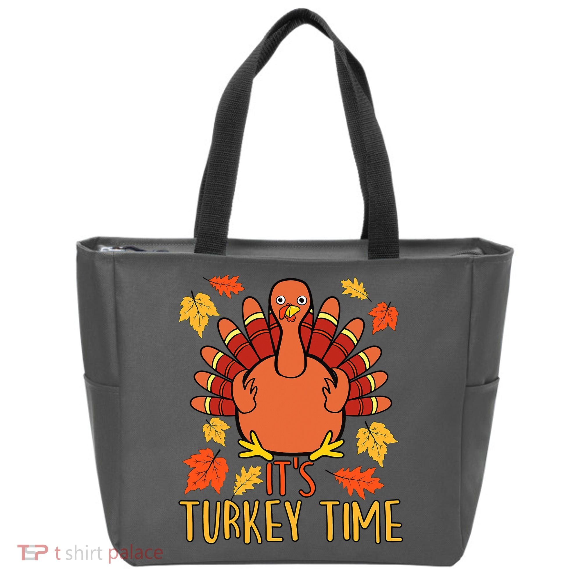 It's Turkey Time Thanksgiving For Women Falling Leaf Tote Bag