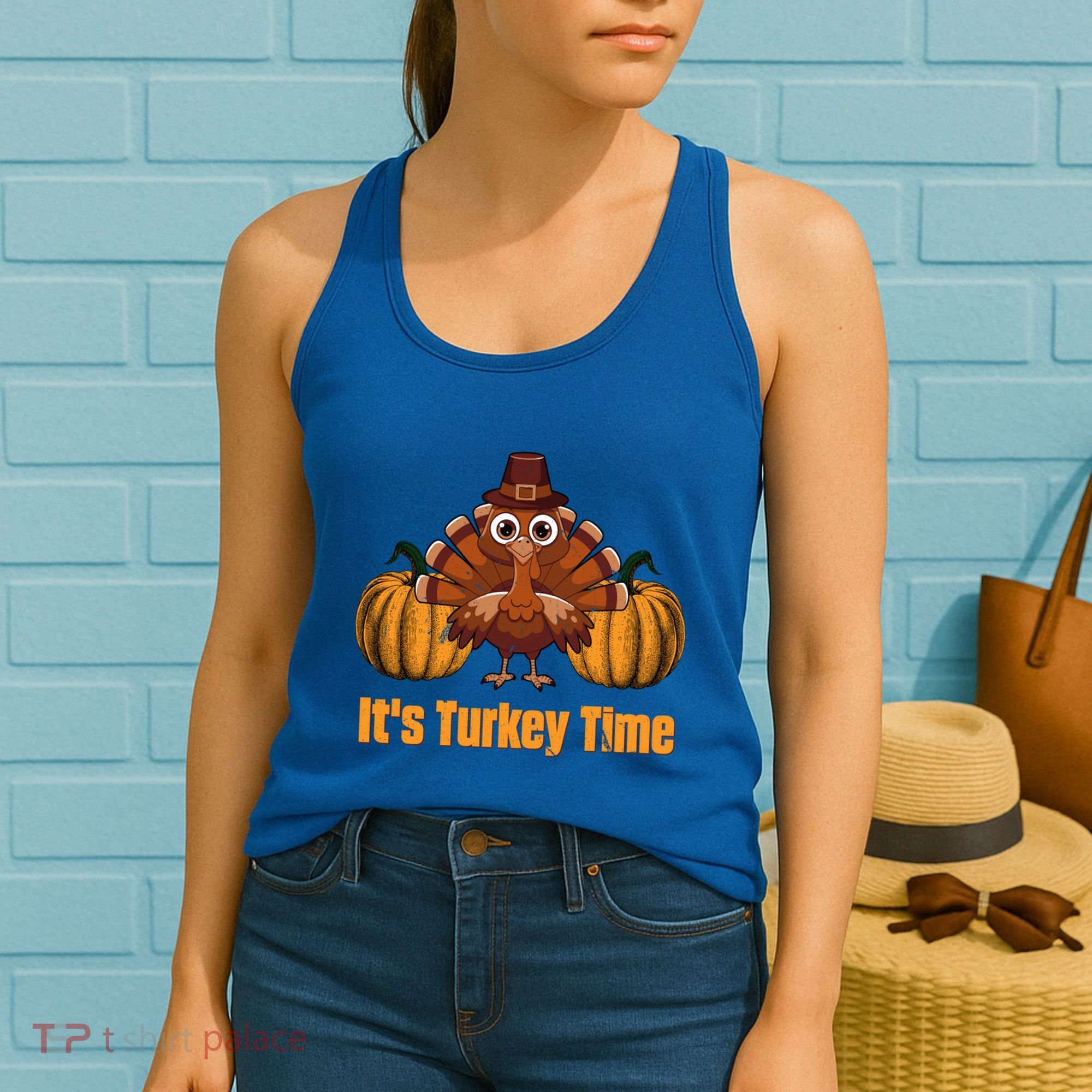 Its Turkey Time Thanksgiving Party Turkey Day Reunion Autumn Cool Gift Women's Tank Top