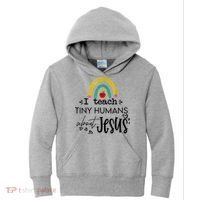 I Teach Tiny Humans About Jesus Sunday School Teacher Kids Hoodie thumb 0