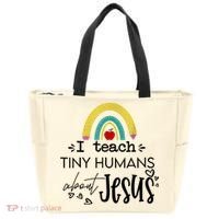 I Teach Tiny Humans About Jesus Sunday School Teacher Tote Bag thumb 0
