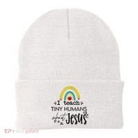 I Teach Tiny Humans About Jesus Sunday School Teacher Beanie thumb 0