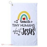 I Teach Tiny Humans About Jesus Sunday School Teacher Golf Towel thumb 0