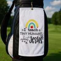 I Teach Tiny Humans About Jesus Sunday School Teacher Golf Towel thumb 2