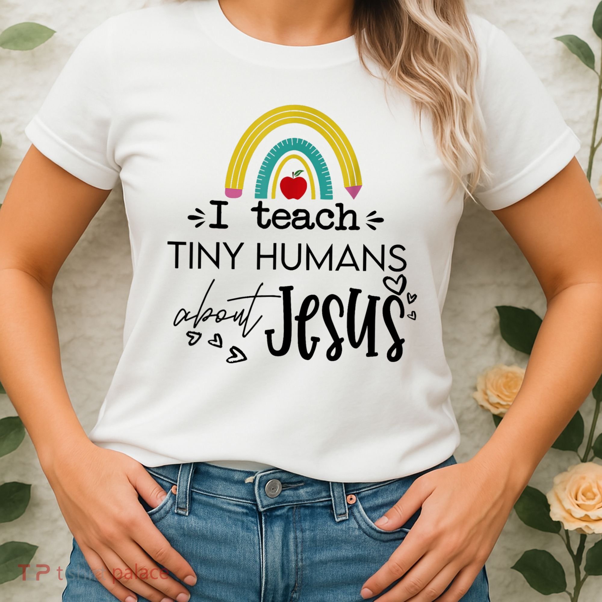 I Teach Tiny Humans About Jesus Sunday School Teacher Women's T-Shirt