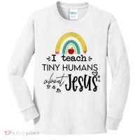 I Teach Tiny Humans About Jesus Sunday School Teacher Kids Long Sleeve Shirt thumb 0