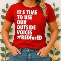 ItS Time To Use Our Outside Voice Red For Ed Women's T-Shirt thumb 2