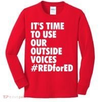 ItS Time To Use Our Outside Voice Red For Ed Kids Long Sleeve Shirt thumb 0