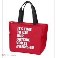 ItS Time To Use Our Outside Voice Red For Ed Tote Bag thumb 3