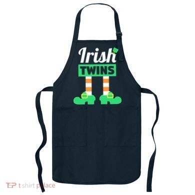 Irish Twins Tee Funny Matching St Patricks Day Twins Apron