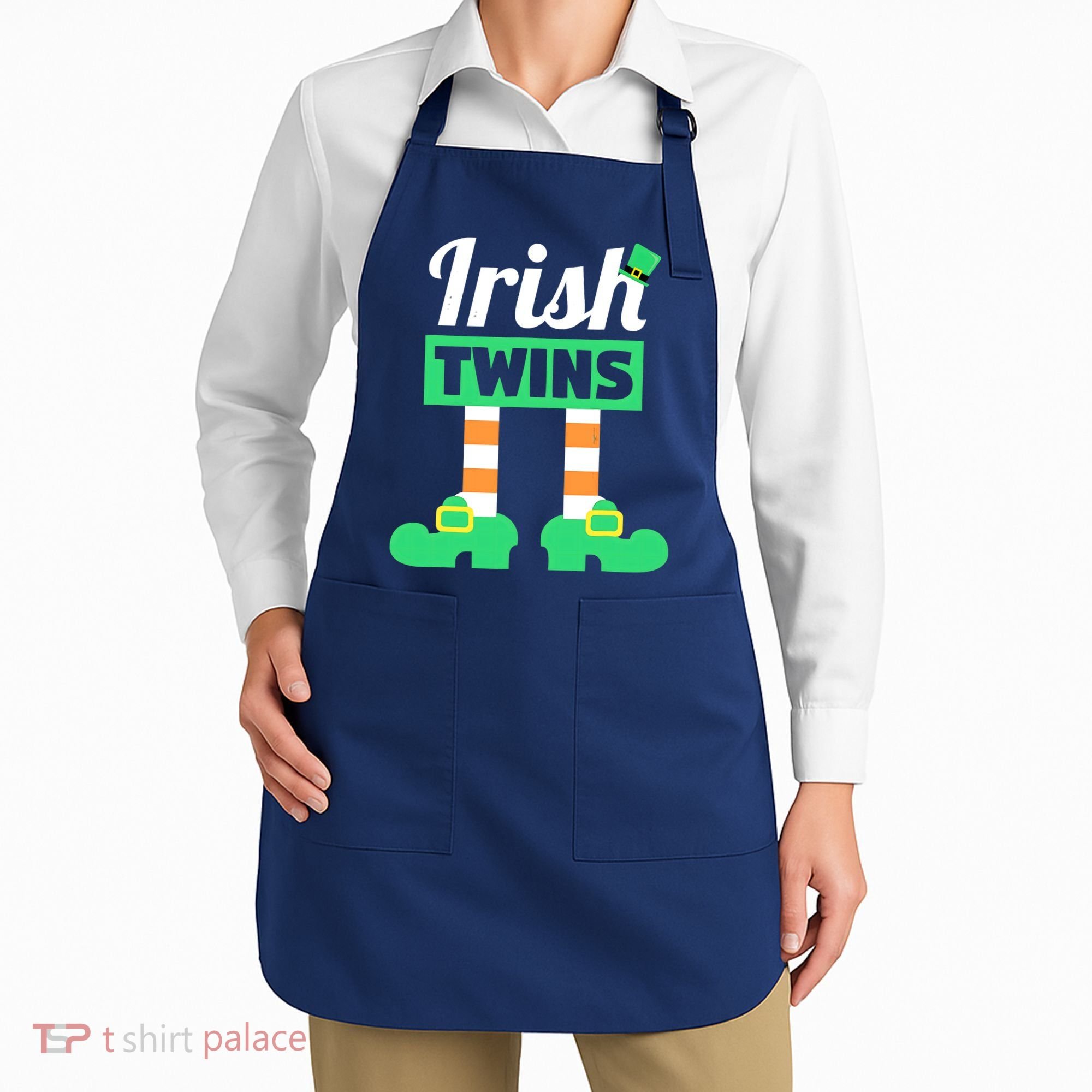 Irish Twins Tee Funny Matching St Patricks Day Twins Apron