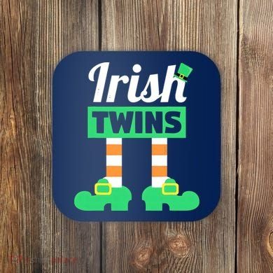 Irish Twins Tee Funny Matching St Patricks Day Twins Coaster