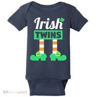 Irish Twins Tee Funny Matching St Patricks Day Twins Baby Bodysuit thumb 0