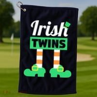 Irish Twins Tee Funny Matching St Patricks Day Twins Golf Towel thumb 1